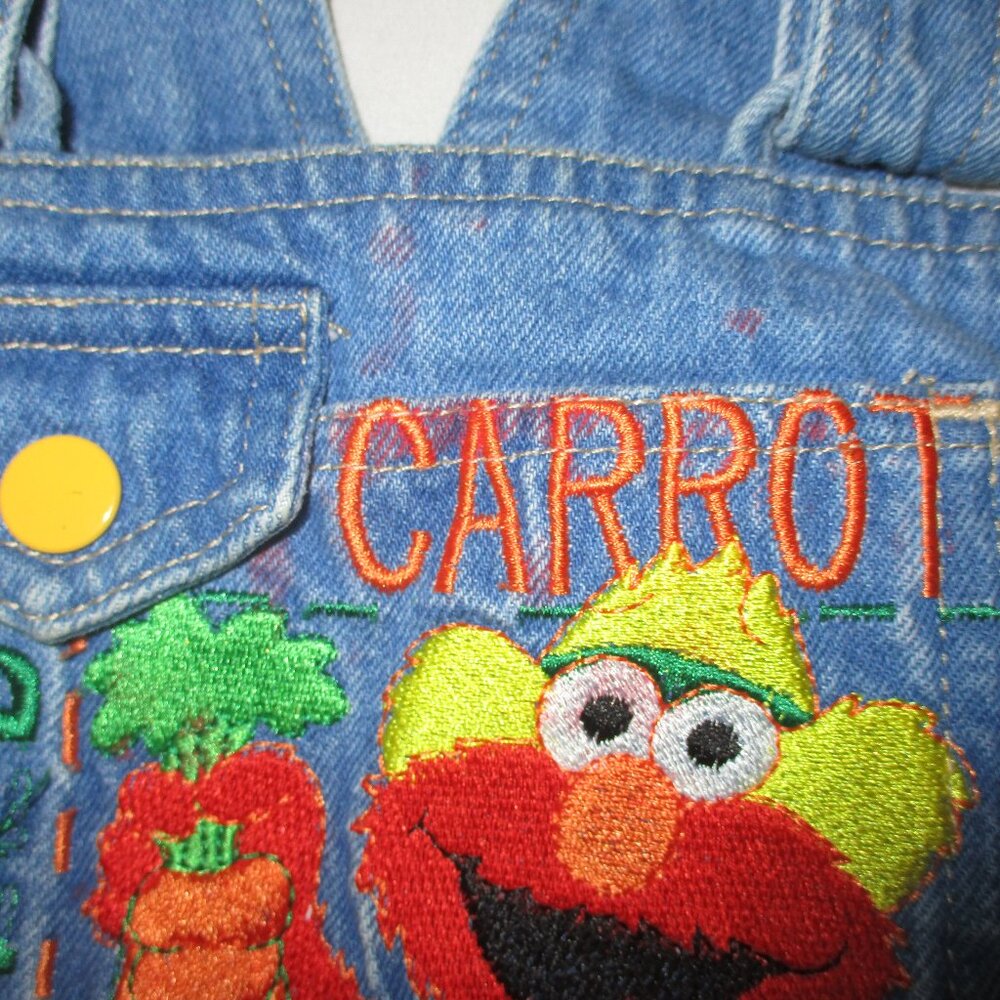 2 pair Y2K Sesame Street ELMO Denim Overalls Sz 4T - Picture 13 of 15